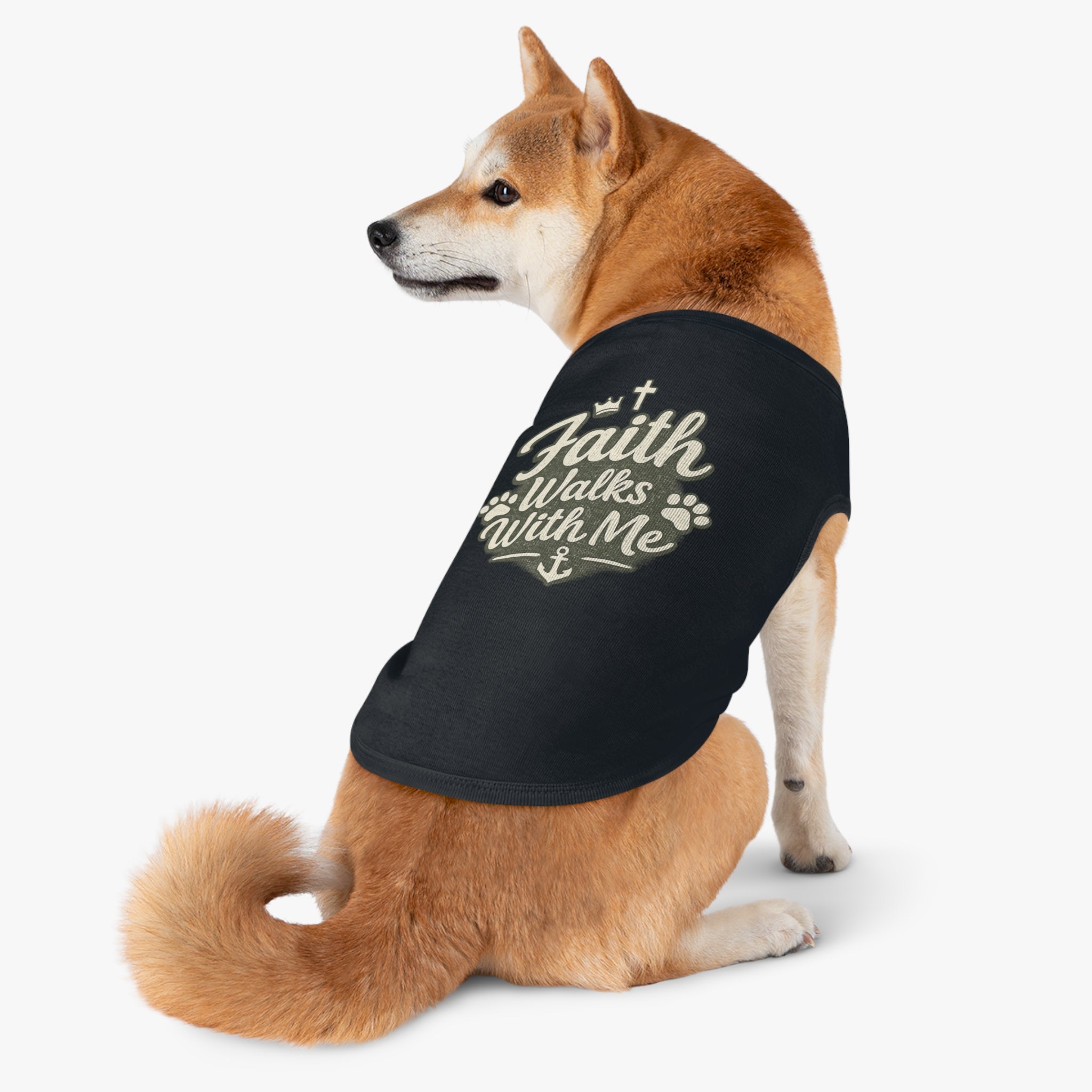 Faith Walks With Me™ Dog Tank – Christian Pet Shirt with Cross & Paw Print