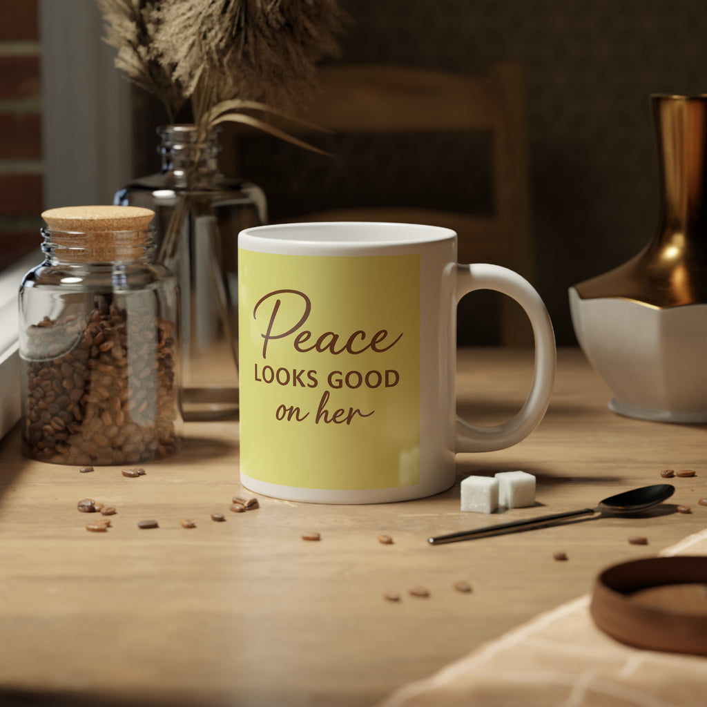 20oz Jumbo Ceramic Mug — “Peace Looks Good on Her” | Mother’s Day Gift