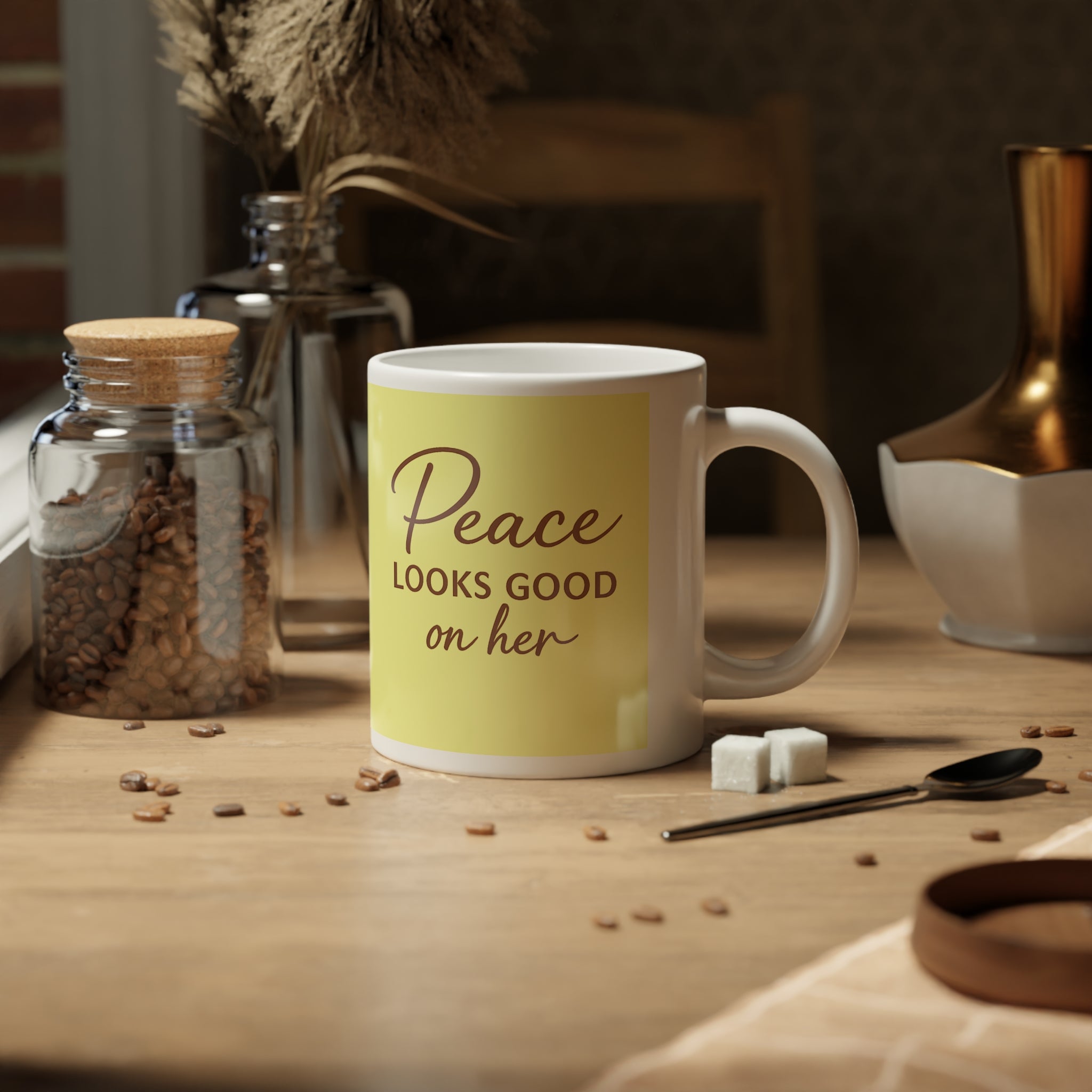 20oz Jumbo Ceramic Mug — “Peace Looks Good on Her” | Mother’s Day Gift