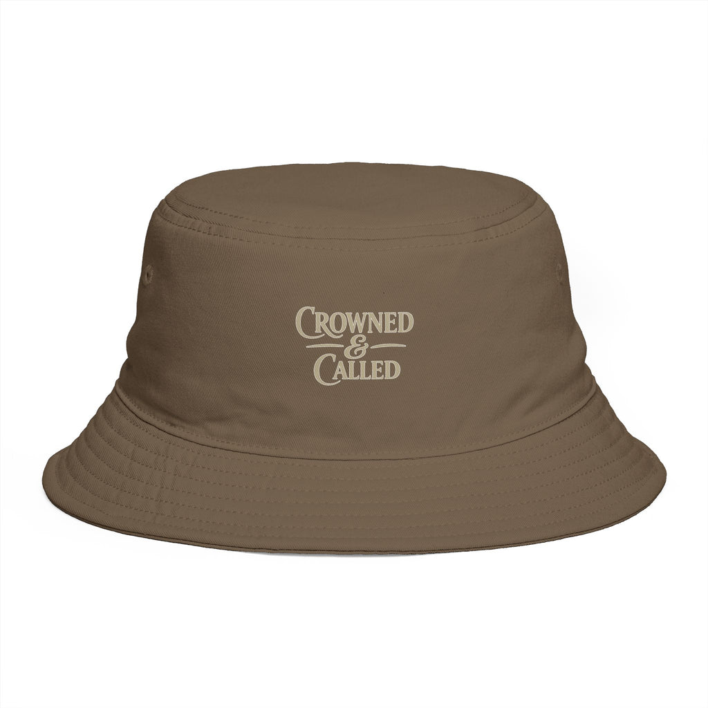 Crowned & Called Brown Bucket Hat | Christian Faith Cotton Sun Hat