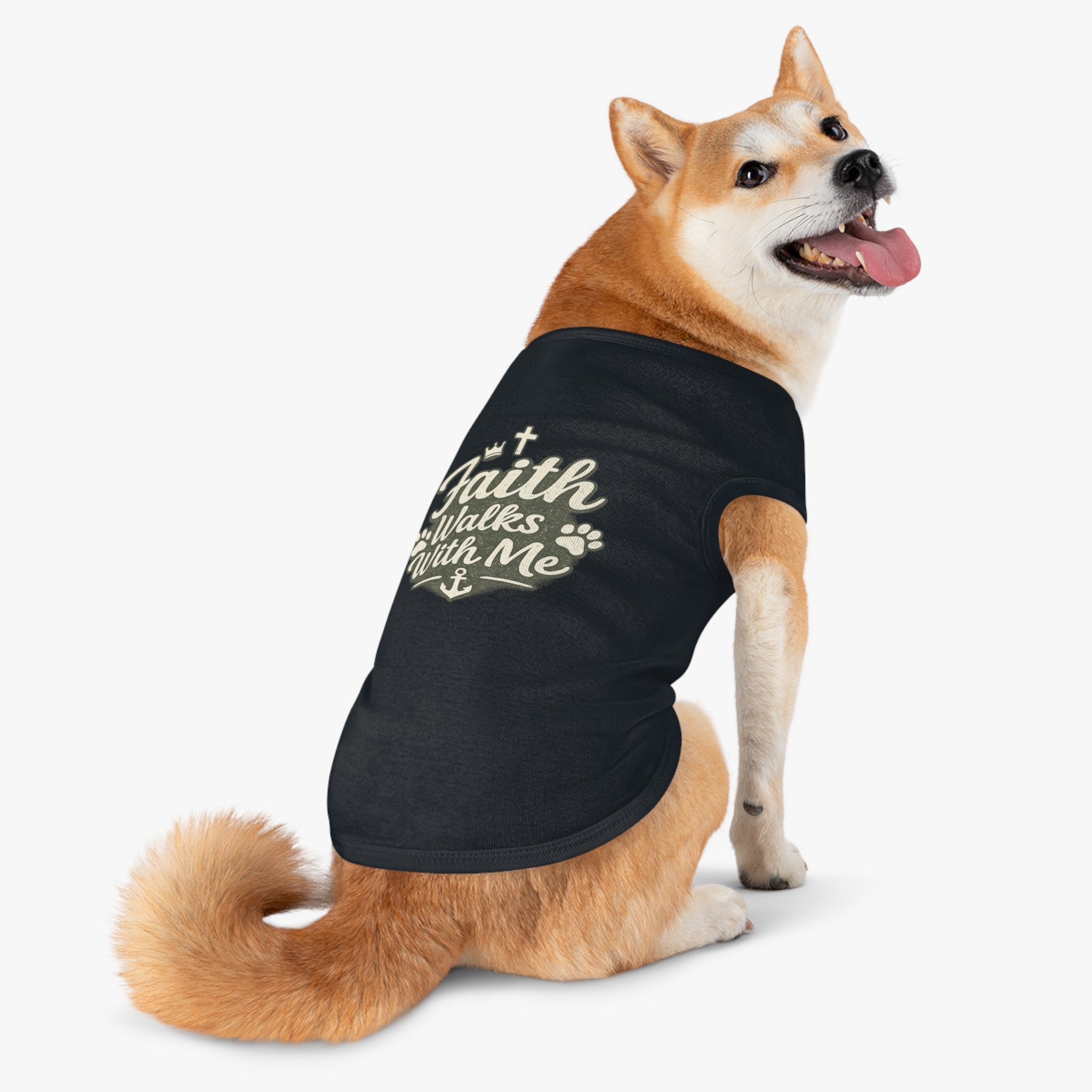 Faith Walks With Me™ Dog Tank – Christian Pet Shirt with Cross & Paw Print