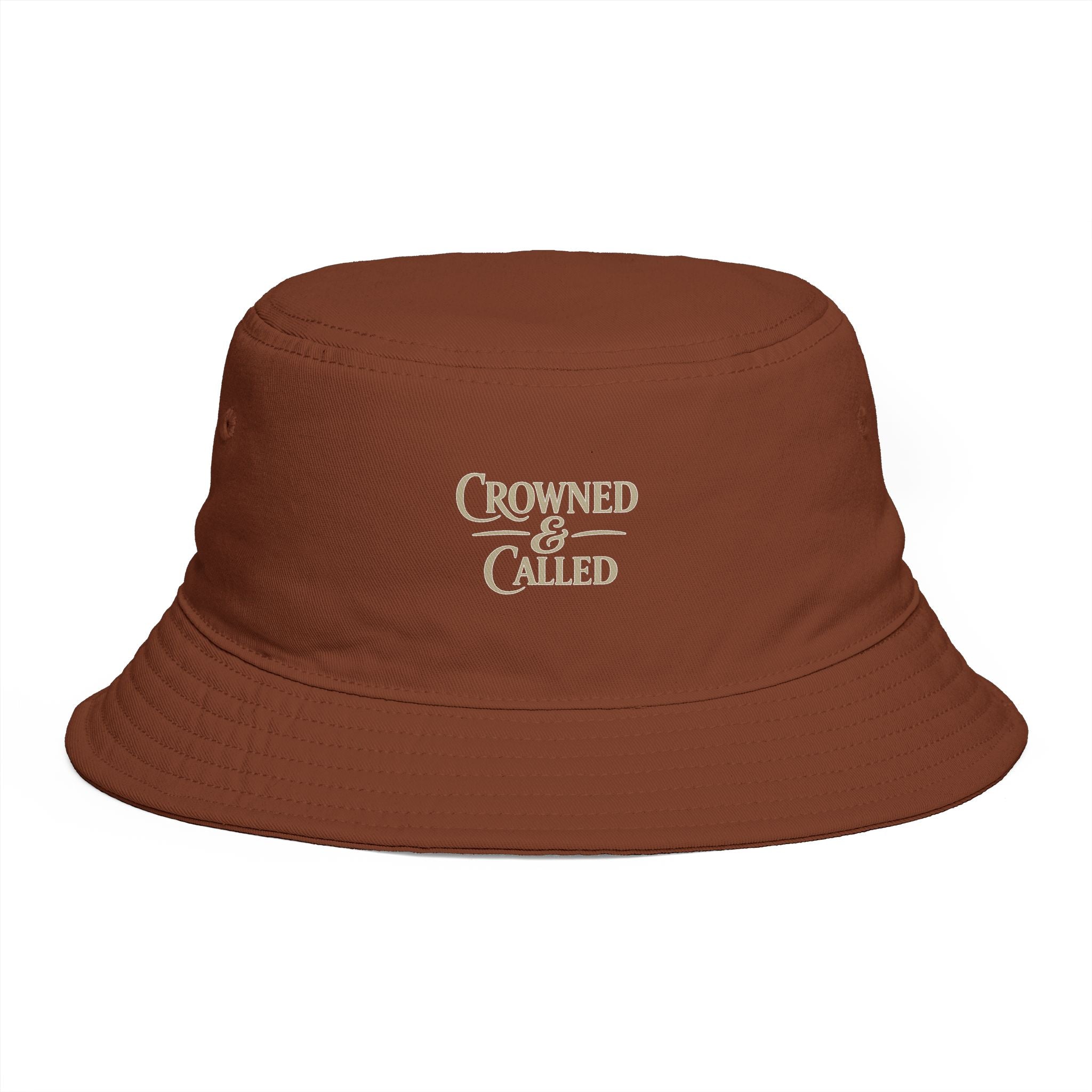 Crowned & Called Brown Bucket Hat | Christian Faith Cotton Sun Hat