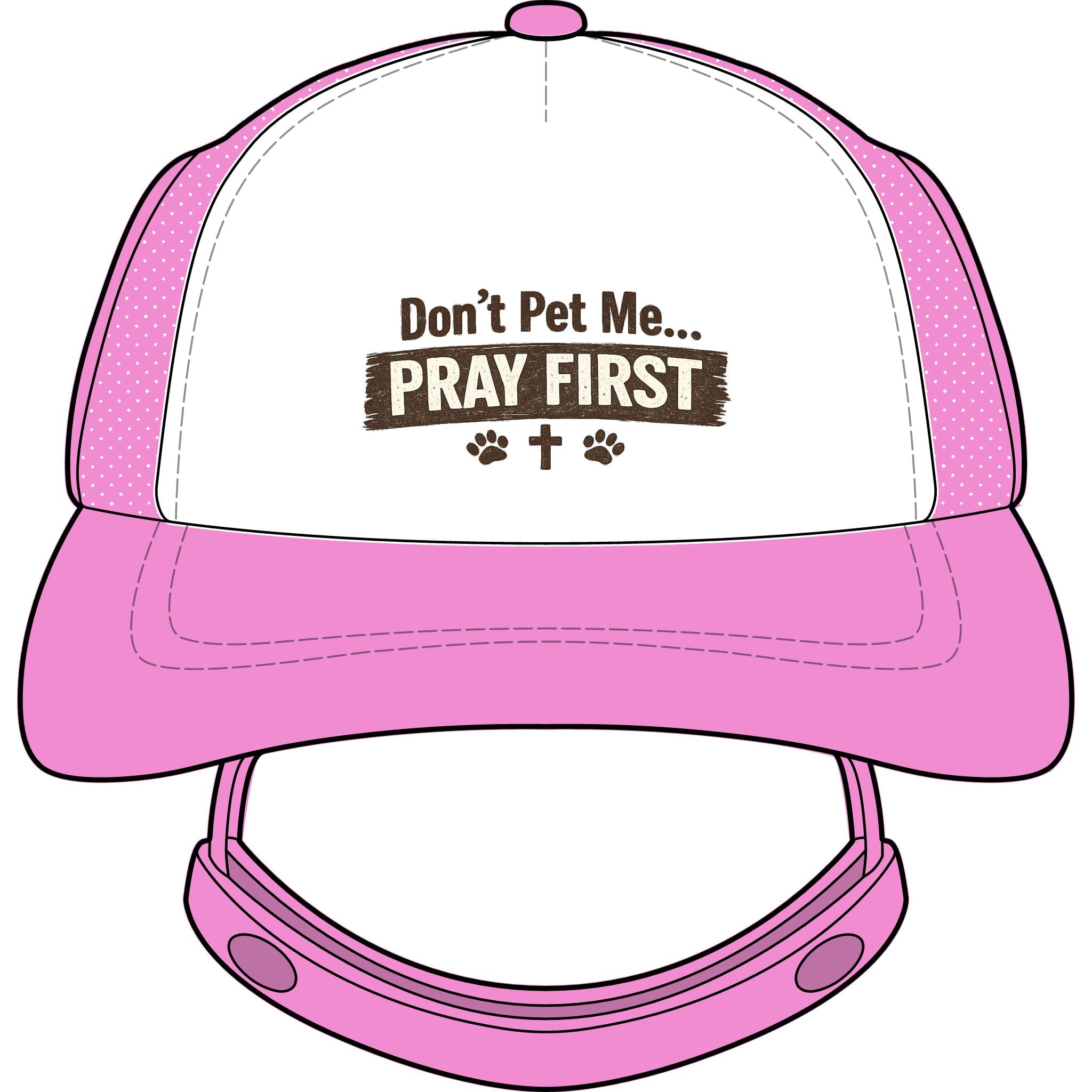 Pray First™ Dog Trucker Hat – “Don’t Pet Me… Pray First” Christian Pet Hat