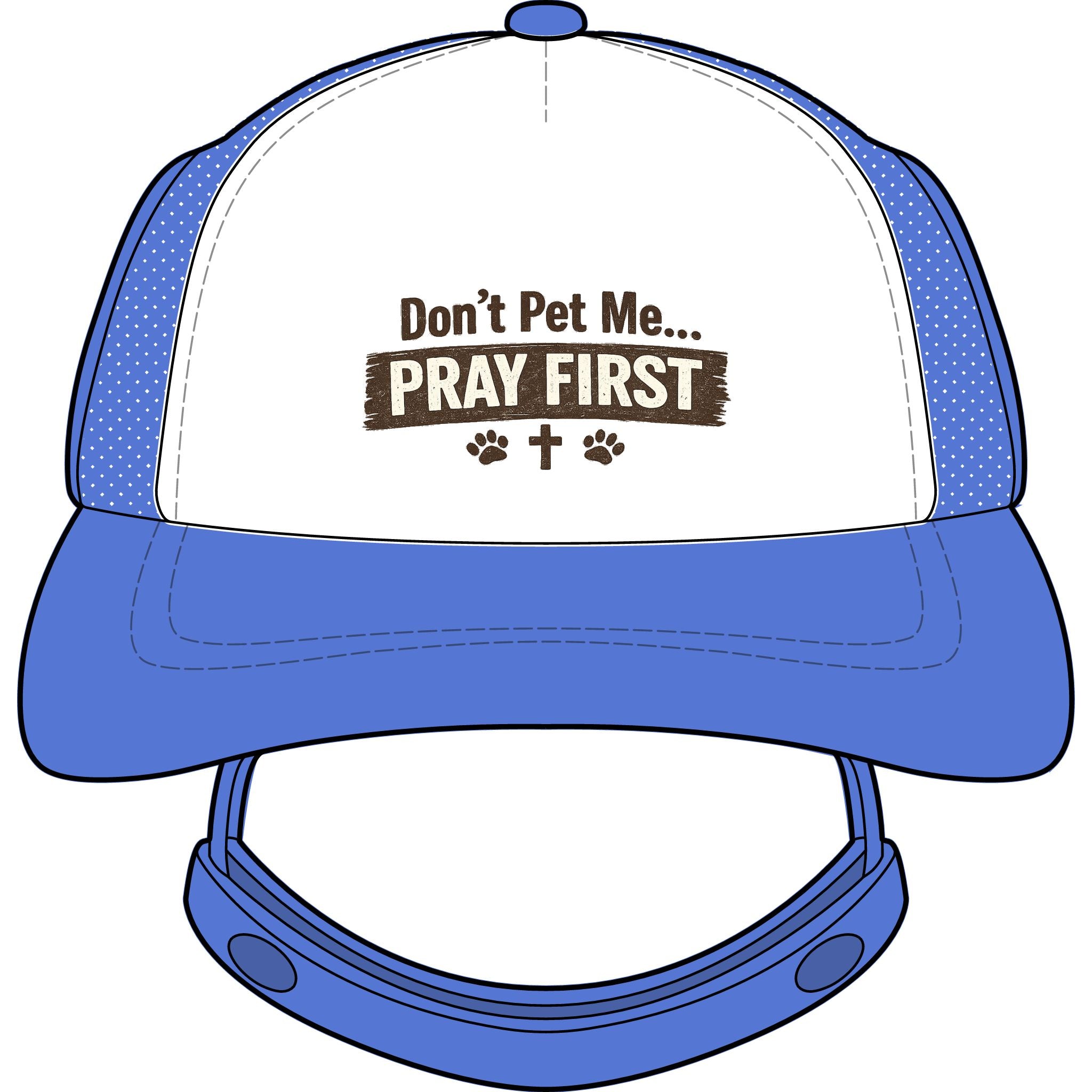 Pray First™ Dog Trucker Hat – “Don’t Pet Me… Pray First” Christian Pet Hat