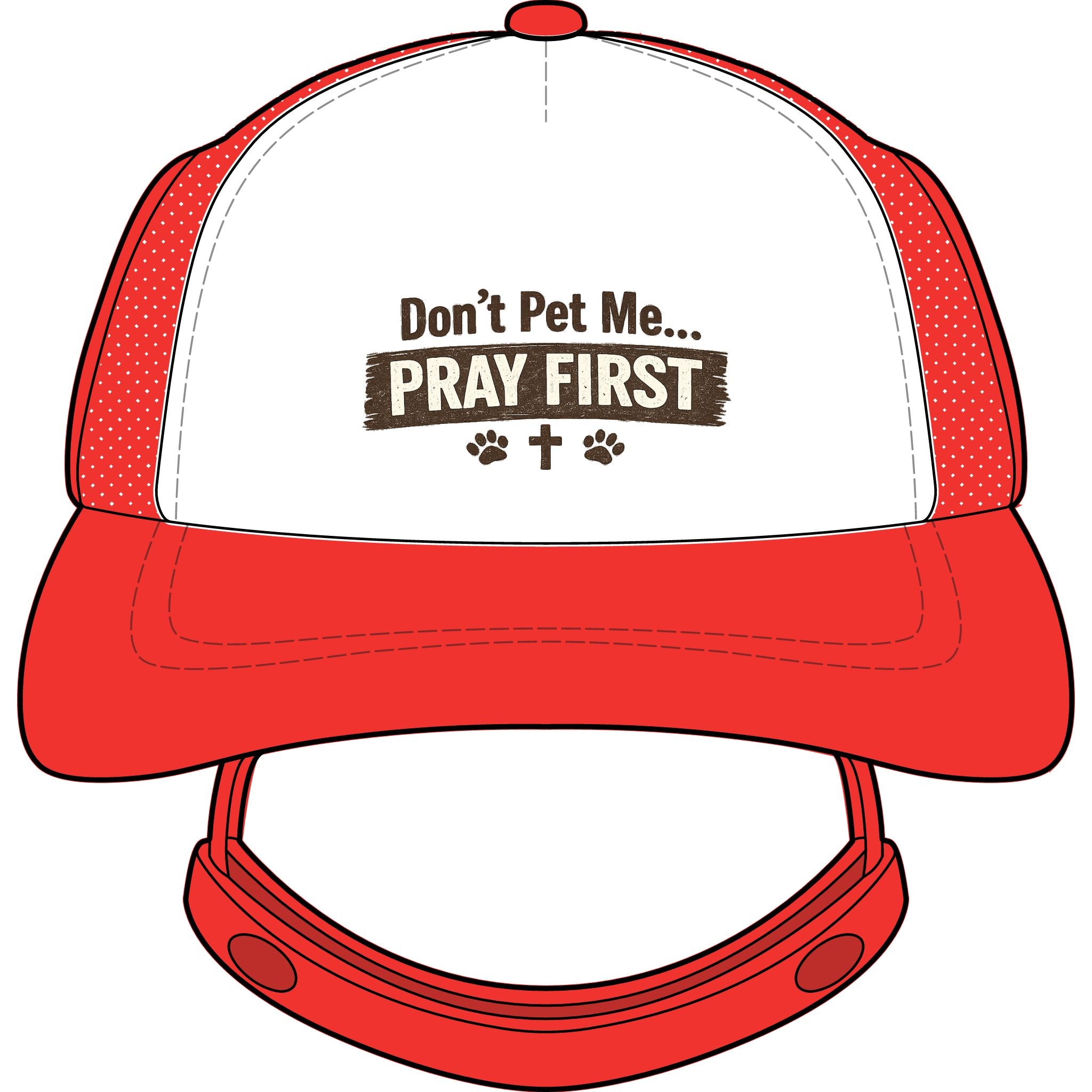 Pray First™ Dog Trucker Hat – “Don’t Pet Me… Pray First” Christian Pet Hat