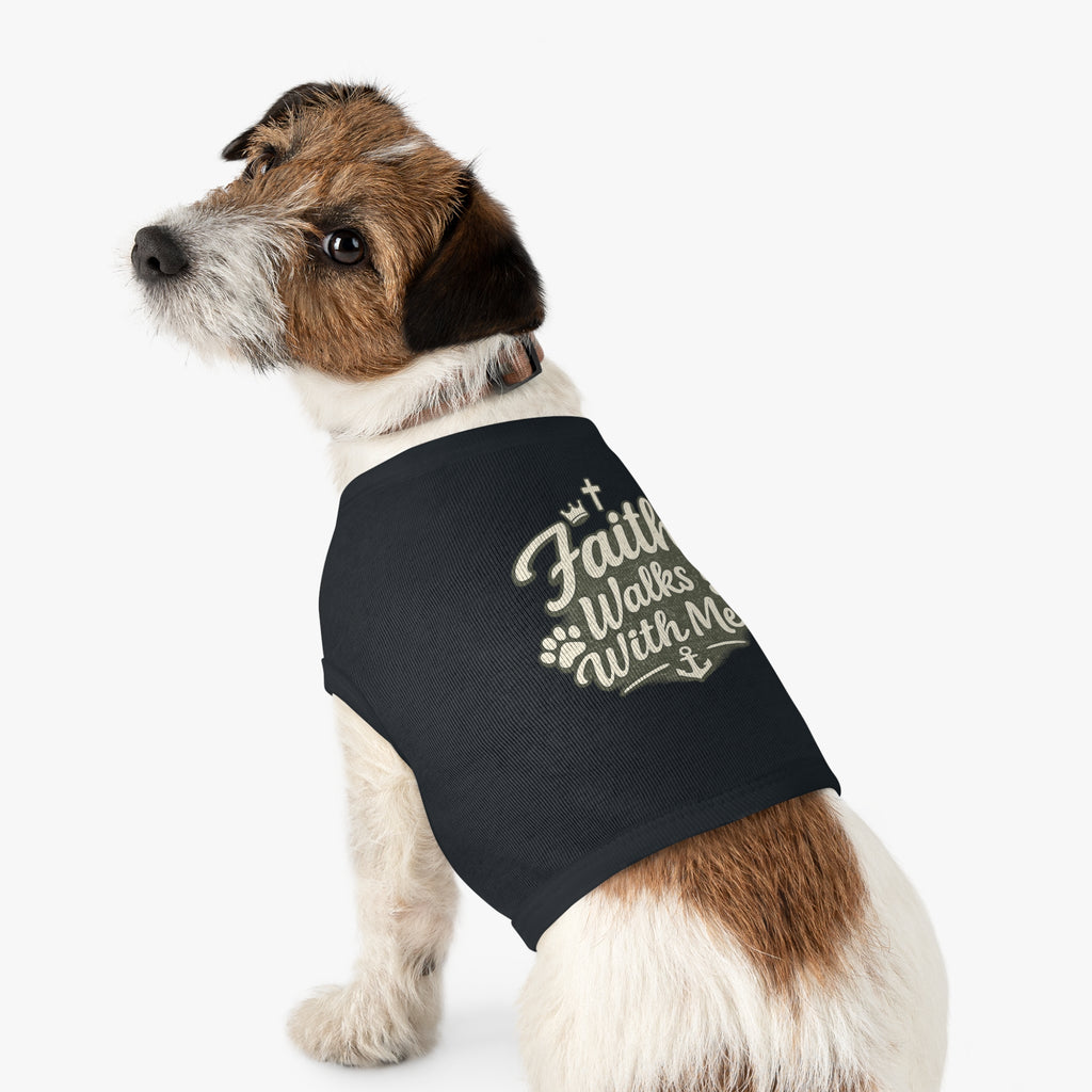 Faith Walks With Me™ Dog Tank – Christian Pet Shirt with Cross & Paw Print