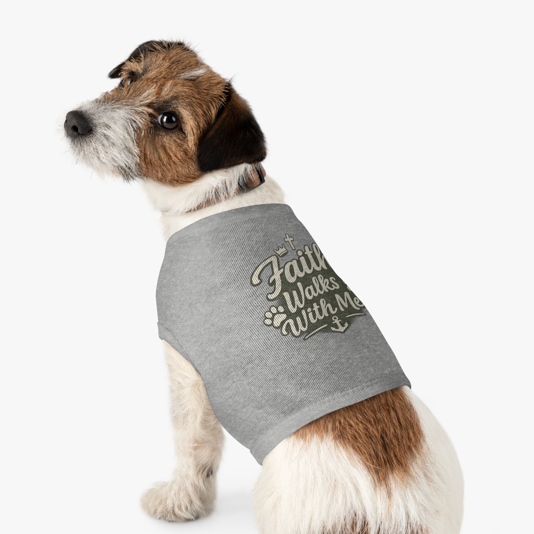 Faith Walks With Me™ Dog Tank – Christian Pet Shirt with Cross & Paw Print
