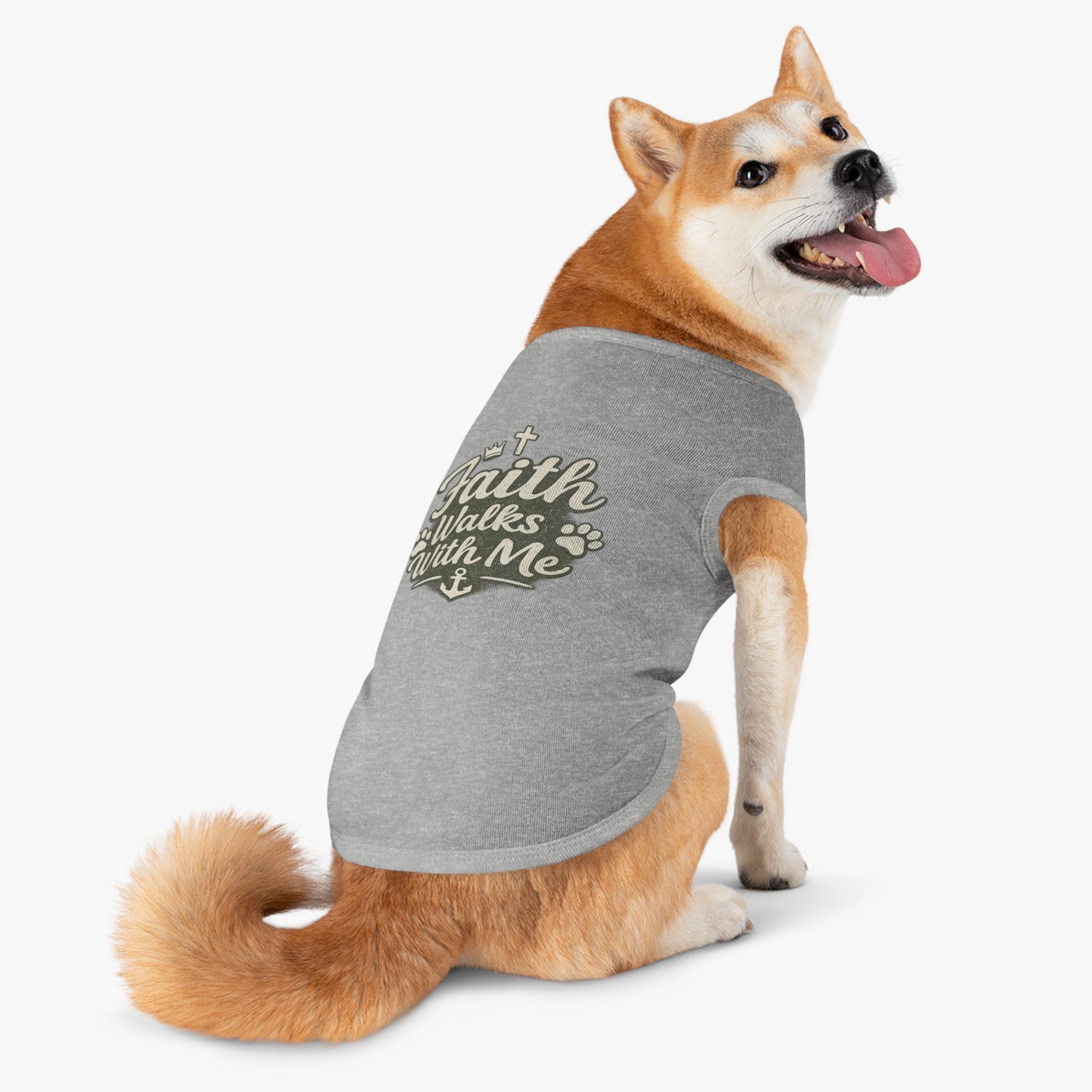 Faith Walks With Me™ Dog Tank – Christian Pet Shirt with Cross & Paw Print