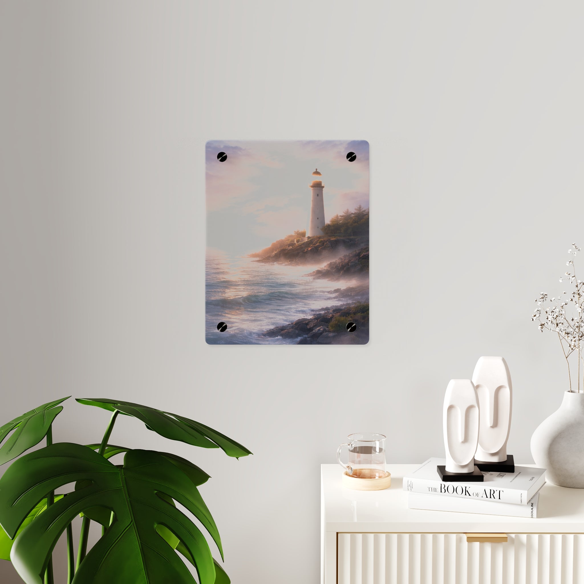Lighthouse Coastal Acrylic Wall Art Panel — Serene Ocean Seascape Décor
