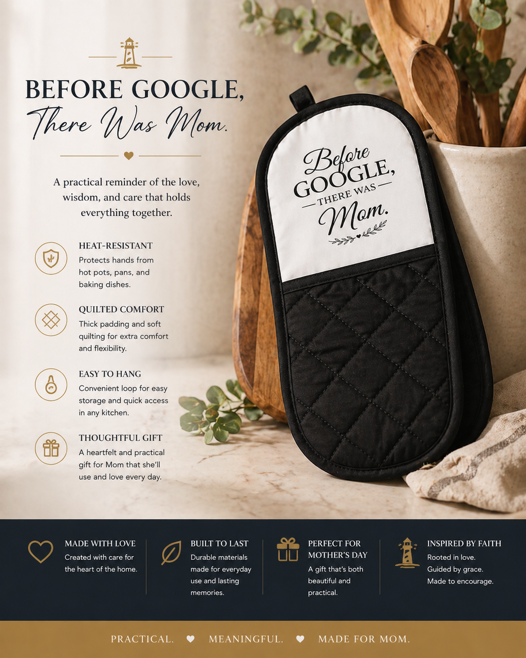 Before Google, There Was Mom™ Oven Mitt — Funny Mother’s Day Kitchen Gift
