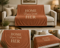 Velveteen Plush Blanket — Home Begins With Her | Cozy Throw for Mom or New Homeowner | Christian Home Gift 50x60