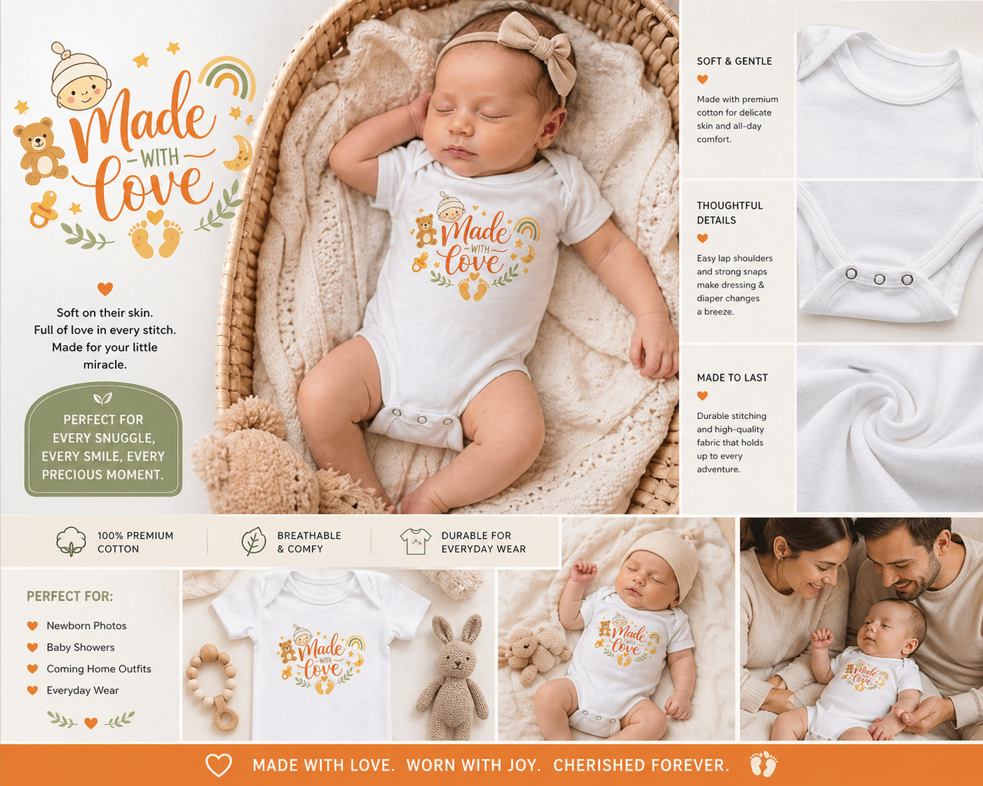 Blessed™ Organic Baby Onesie – Faith-Based Infant Bodysuit (Made in USA)