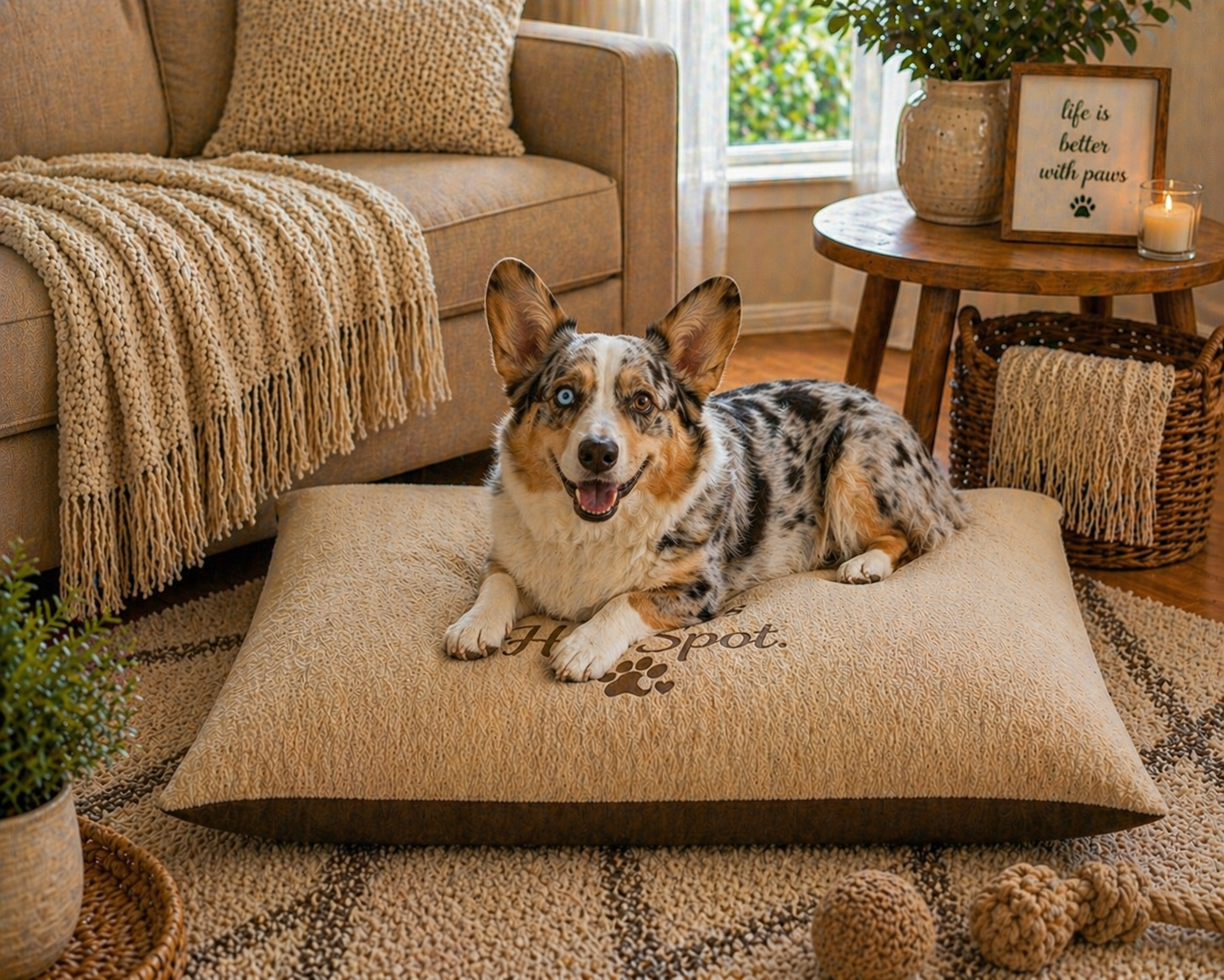 This Is Her Spot Pet Bed — Cozy Plush Dog & Cat Cushion
