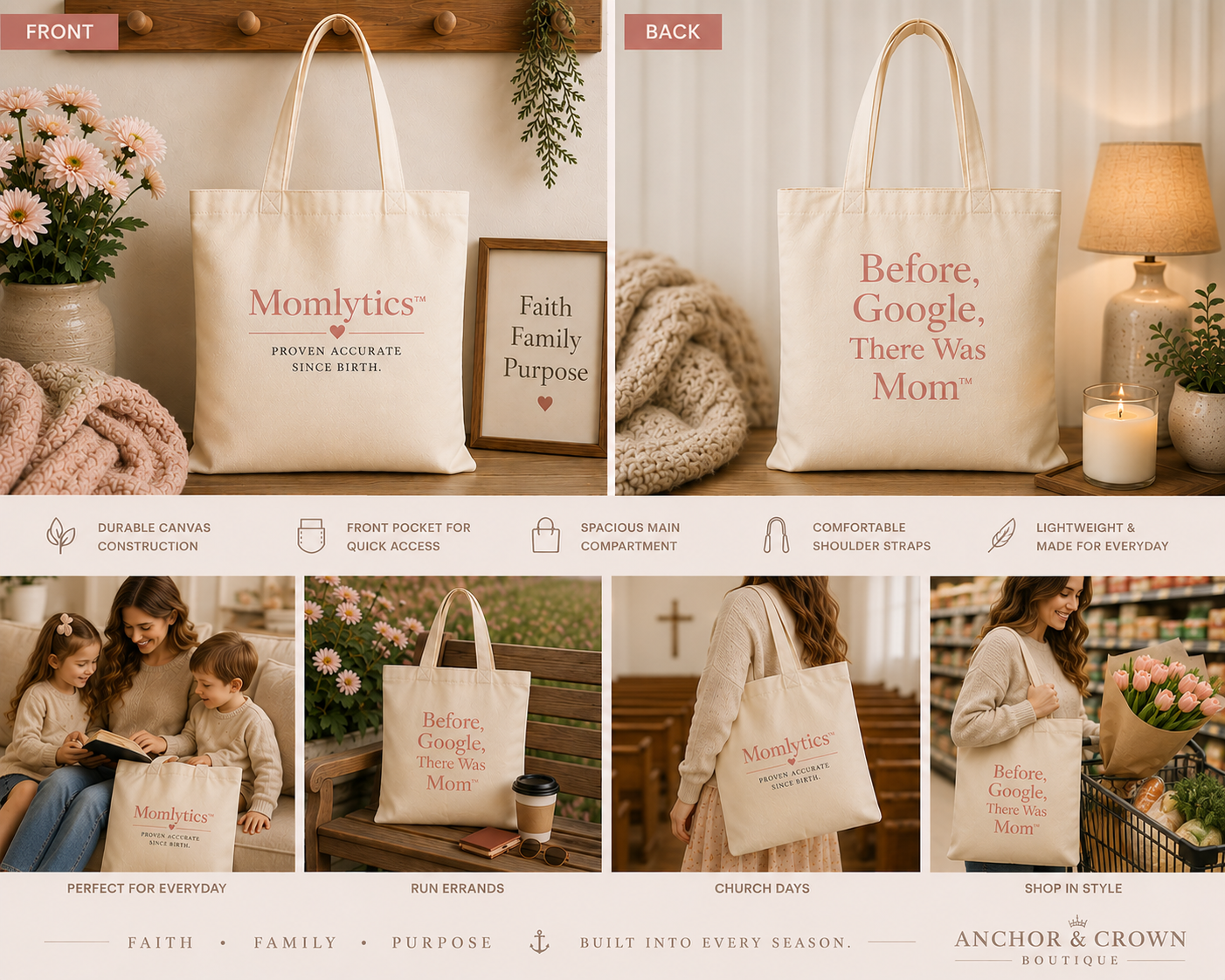 Before Google, There Was Mom™ Canvas Tote Bag | Heavyweight Cotton Everyday Carry