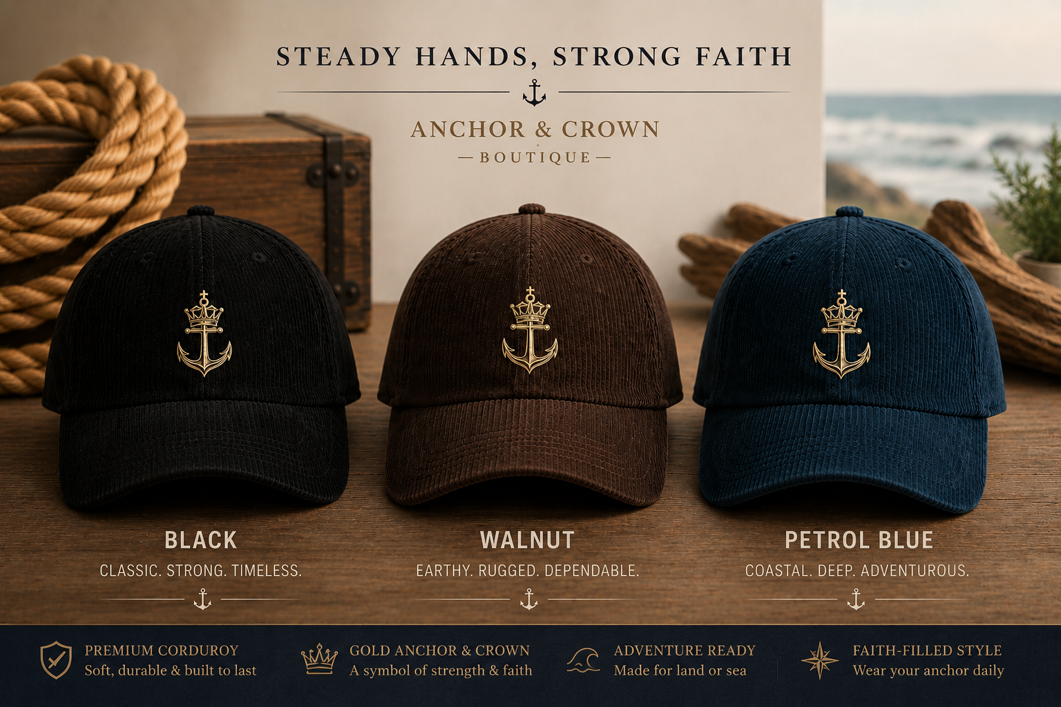 Anchor & Crown™ Coastal Corduroy Cap