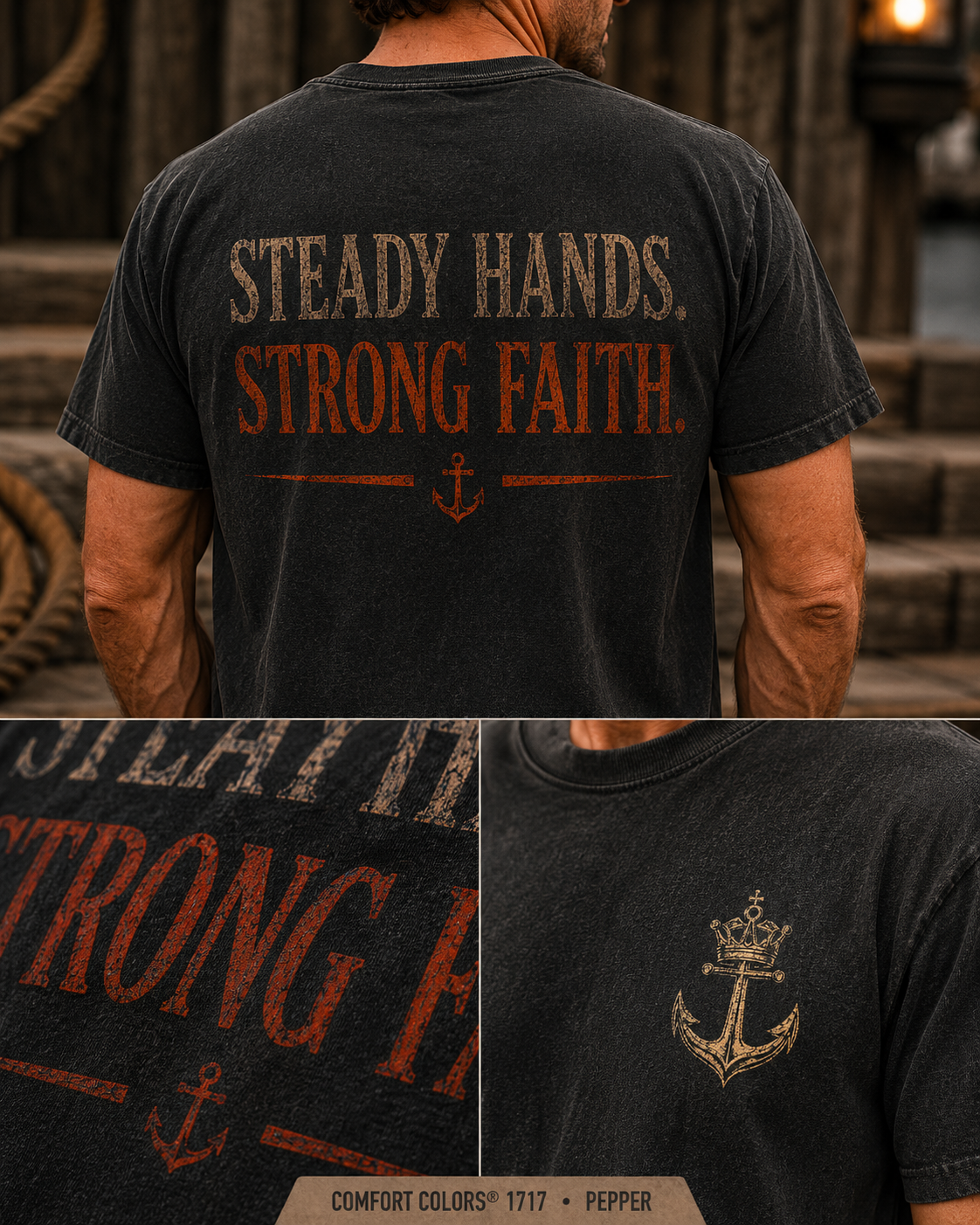 Steady Hands Strong Faith Garment-Dyed Unisex Tee
