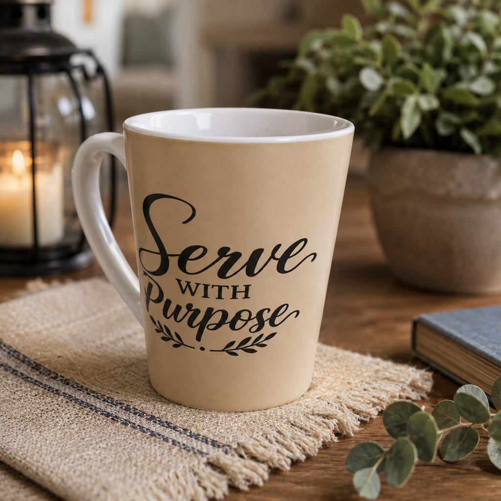 Serve With Purpose™ Latte Mug – 12 oz Inspirational Coffee Cup
