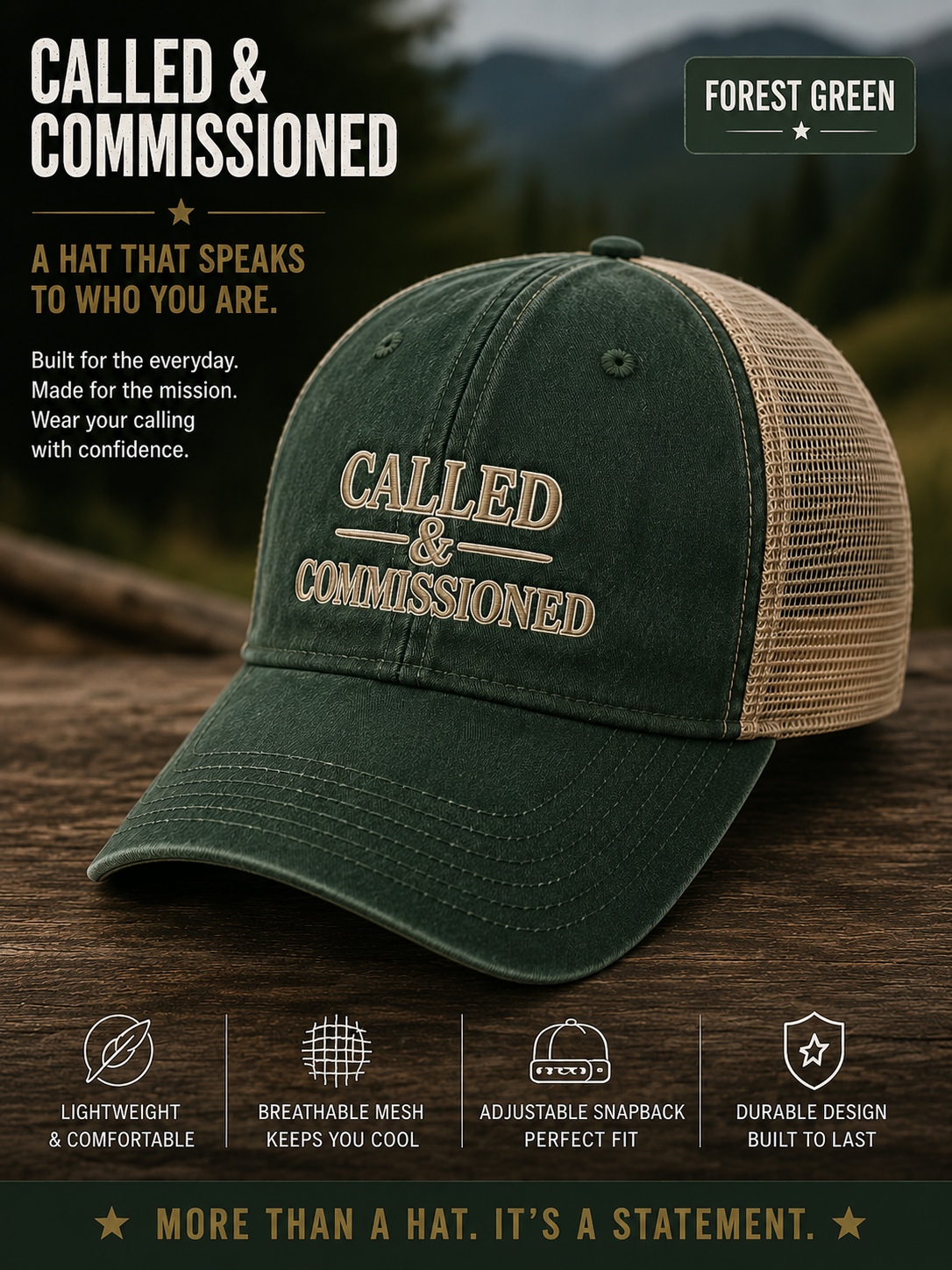 Called & Commissioned™ Trucker Hat | Christian Faith Snapback Cap