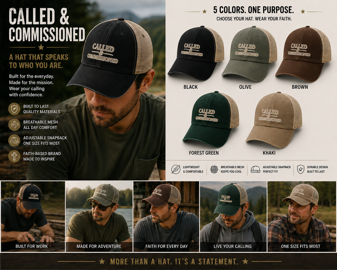 Called & Commissioned™ Trucker Hat | Christian Faith Snapback Cap