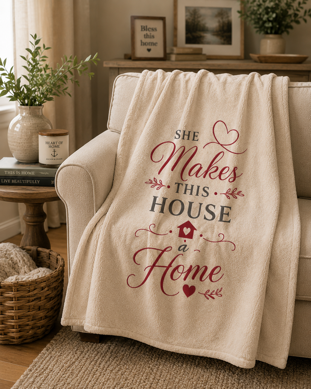 She Makes This House a Home™ Velveteen Plush Blanket