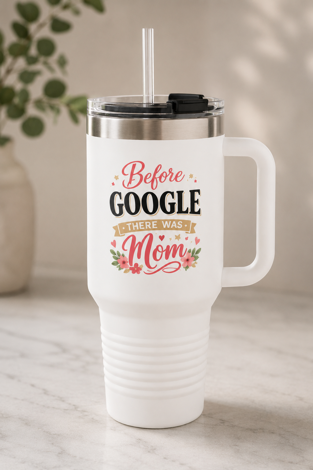 Before Google There Was Mom™ 40 oz Insulated Travel Mug with Handle