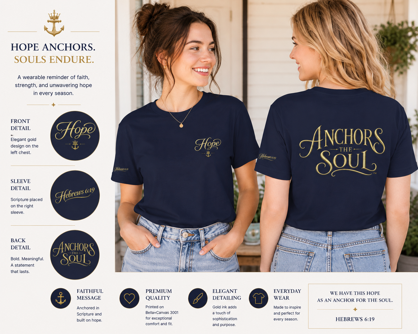 Hope Anchors the Soul™ Inspirational Script Tee