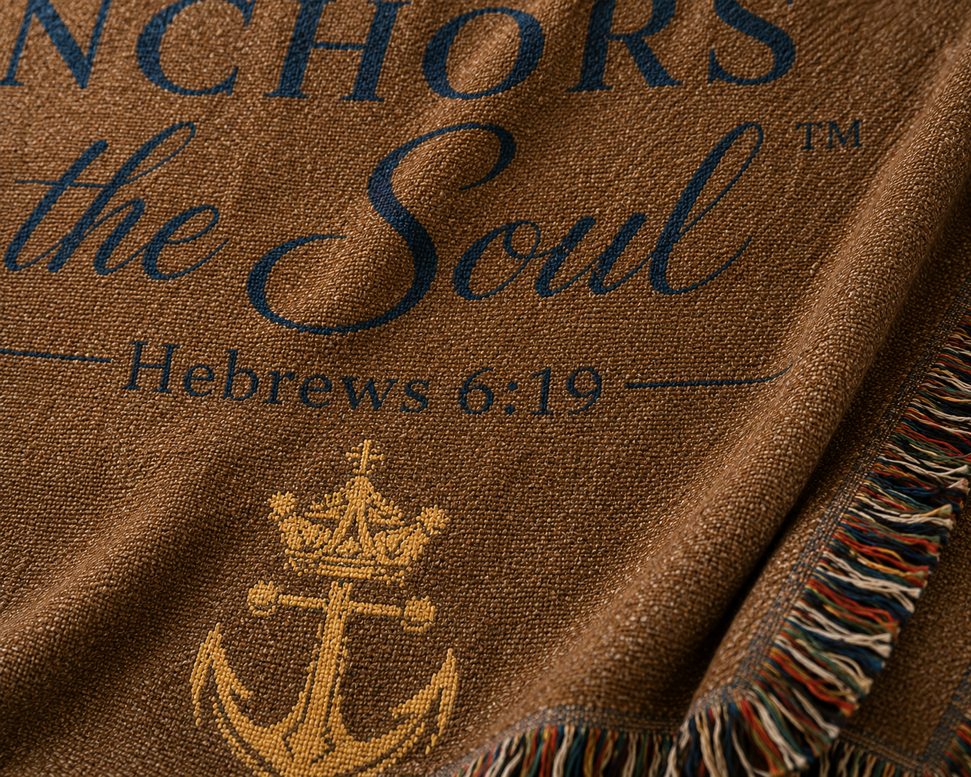 Hope Anchors the Soul™ Woven Blanket — Inspirational Christian Throw with Anchor Design