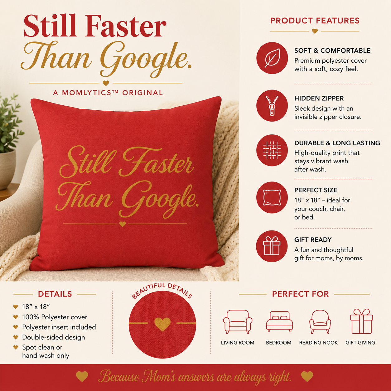 Momlytics™ Pillow Trio | Cozy Faith & Mom Statement Throw Pillow Set