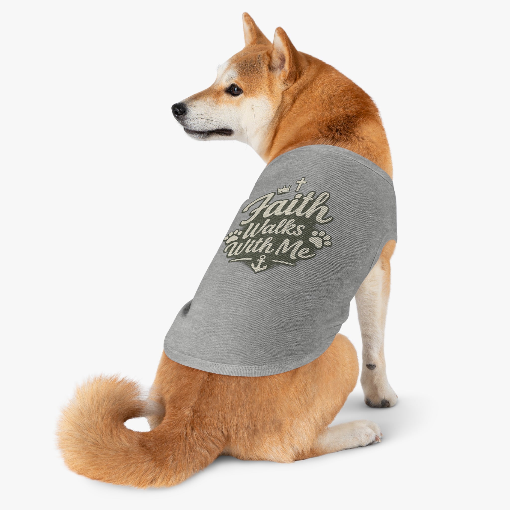 Faith Walks With Me™ Dog Tank – Christian Pet Shirt with Cross & Paw Print