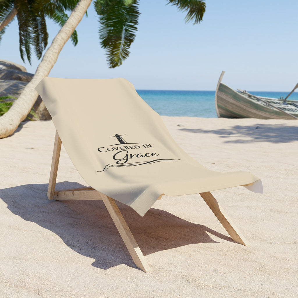Covered in Grace Bath Towel | Faith Lighthouse Beach & Pool Towel (30x60, 36x72)
