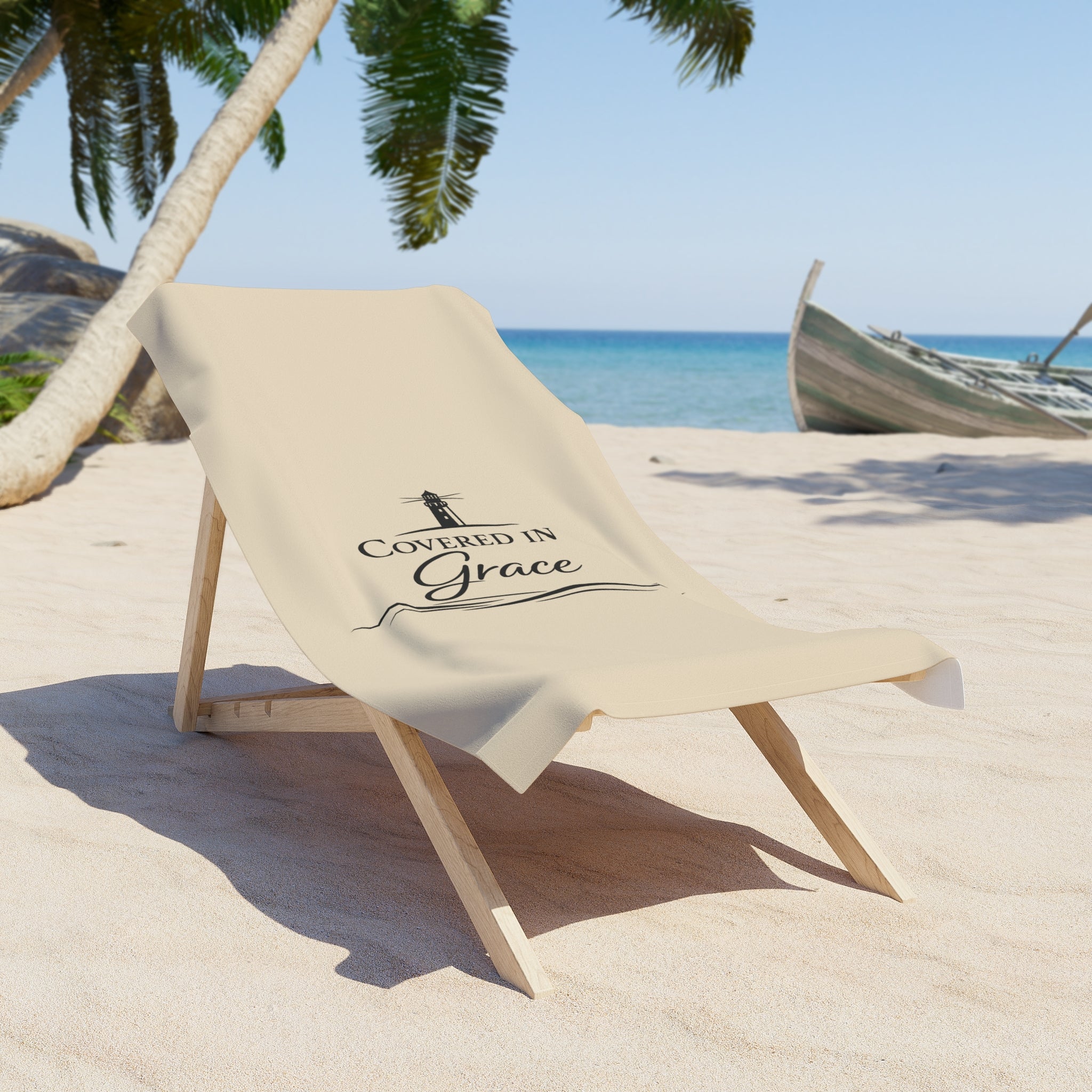 Covered in Grace Bath Towel | Faith Lighthouse Beach & Pool Towel (30x60, 36x72)