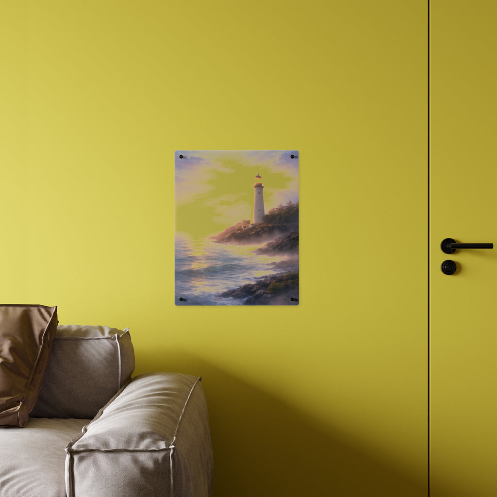 Lighthouse Coastal Acrylic Wall Art Panel — Serene Ocean Seascape Décor