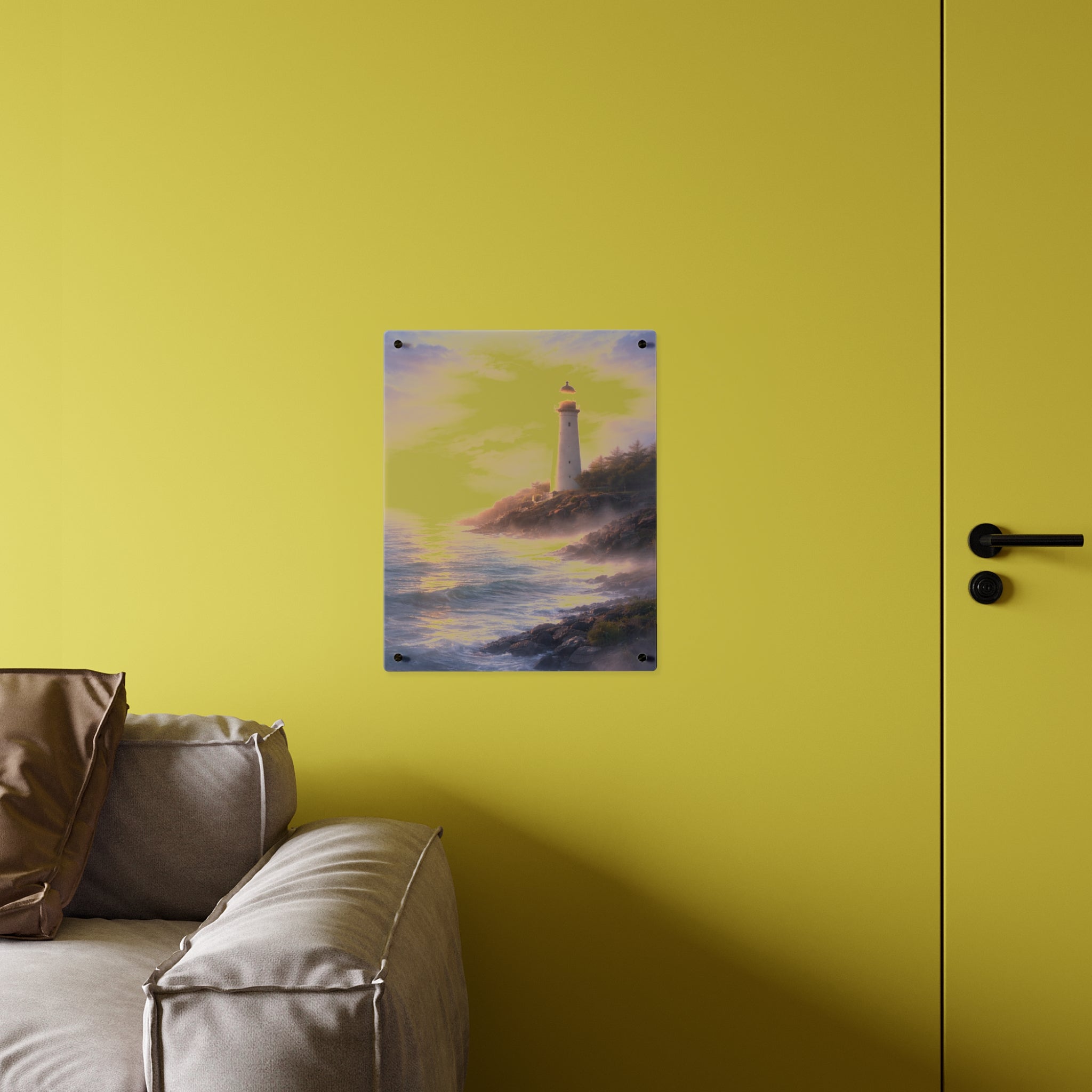 Lighthouse Coastal Acrylic Wall Art Panel — Serene Ocean Seascape Décor