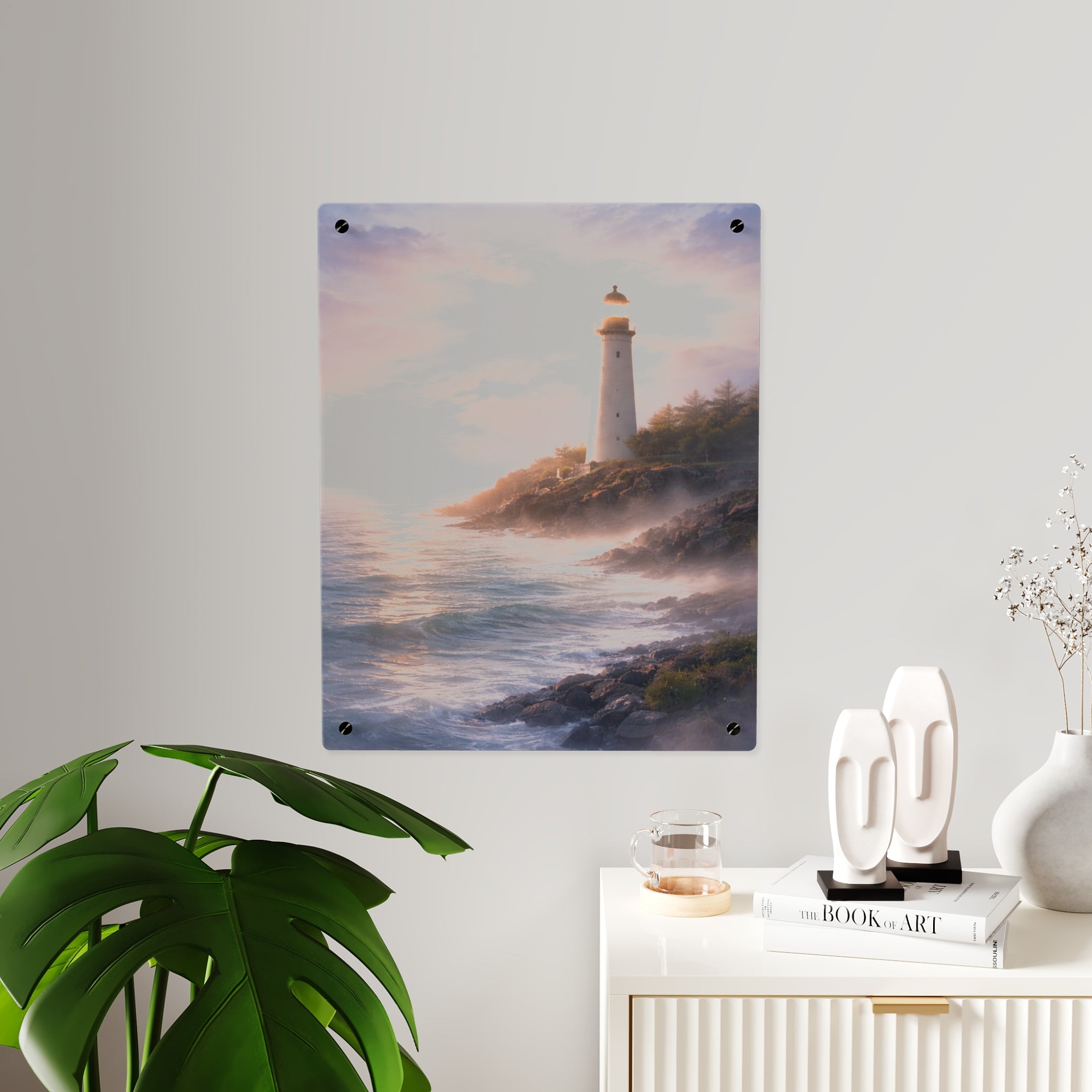 Lighthouse Coastal Acrylic Wall Art Panel — Serene Ocean Seascape Décor