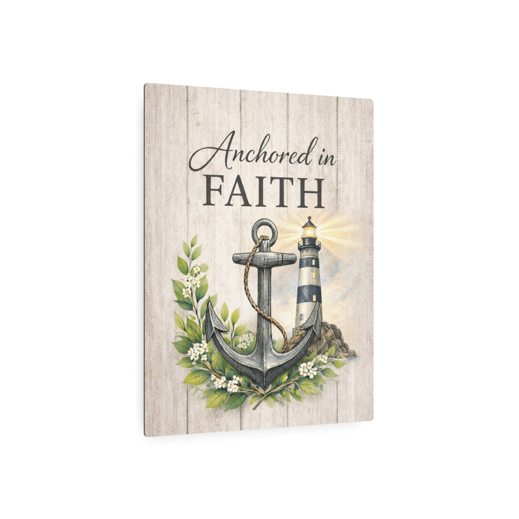 Anchored in Faith Metal Wall Art – Lighthouse Beacon Decor