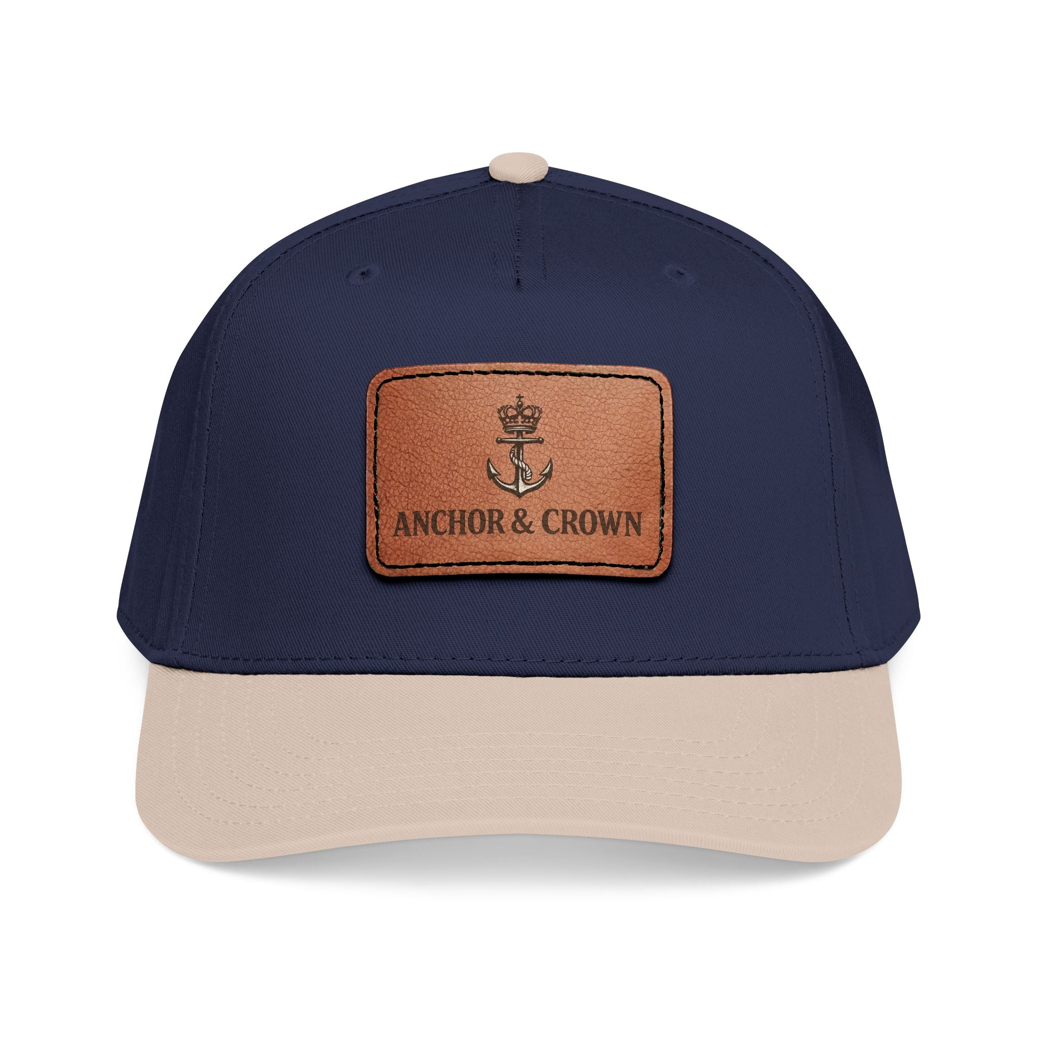 Anchor & Crown Leather Patch Baseball Cap