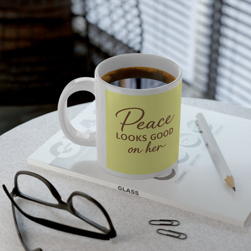 20oz Jumbo Ceramic Mug — “Peace Looks Good on Her” | Mother’s Day Gift