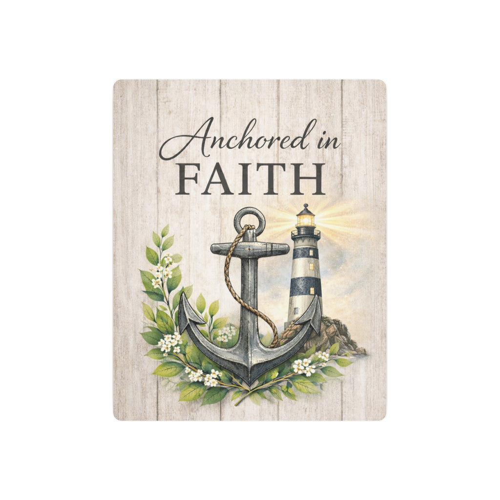 Anchored in Faith Metal Wall Art – Lighthouse Beacon Decor
