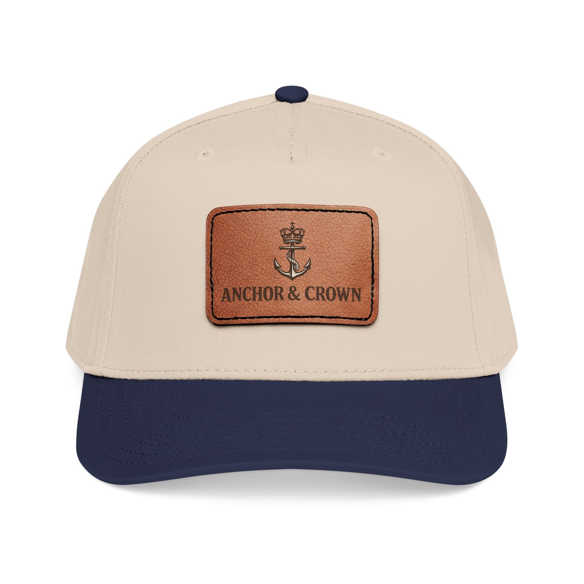 Anchor & Crown Leather Patch Baseball Cap