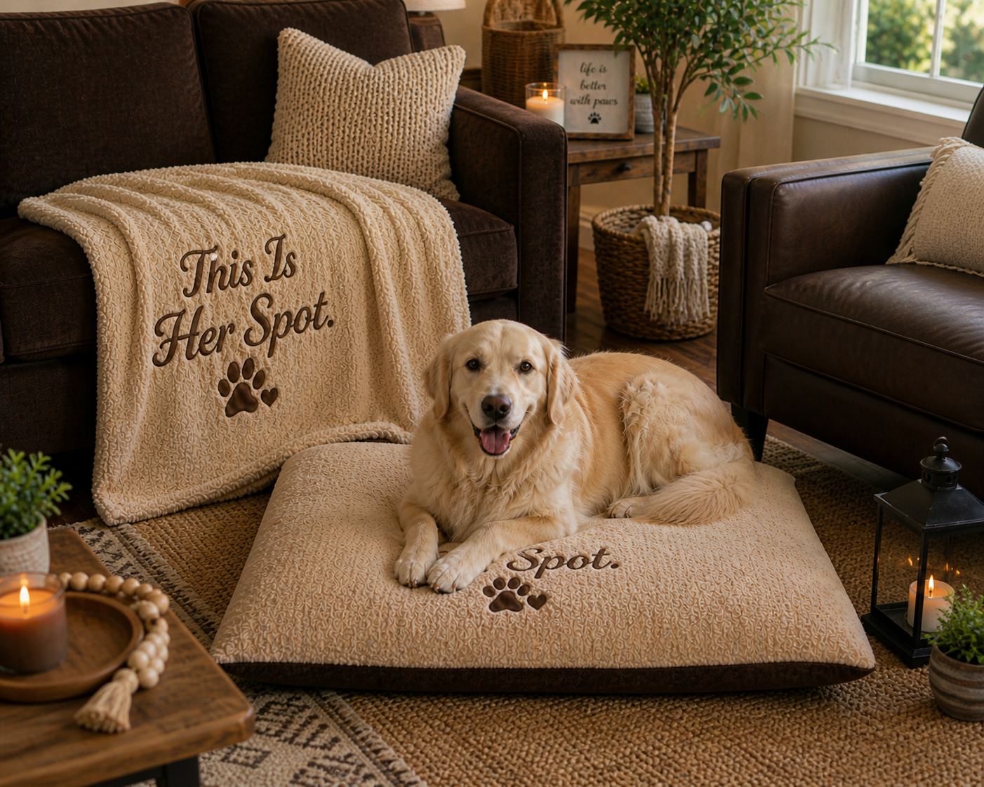This Is Her Spot™ Pampered Pet Essentials | Bed & Matching Blanket